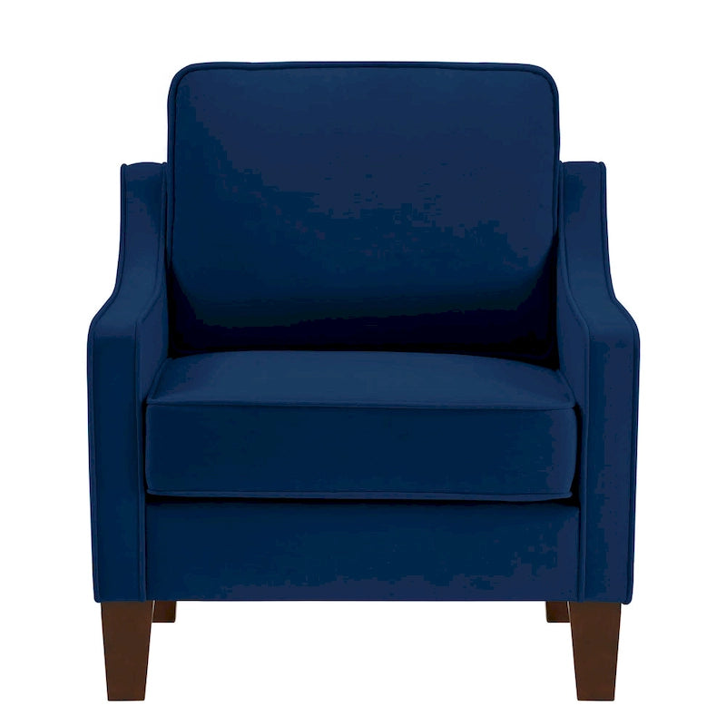 Fauteuil d'appoint rembourré avec pieds en bois Noir Taupe Marine