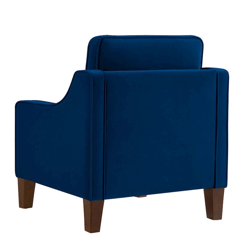 Fauteuil d'appoint rembourré avec pieds en bois Noir Taupe Marine