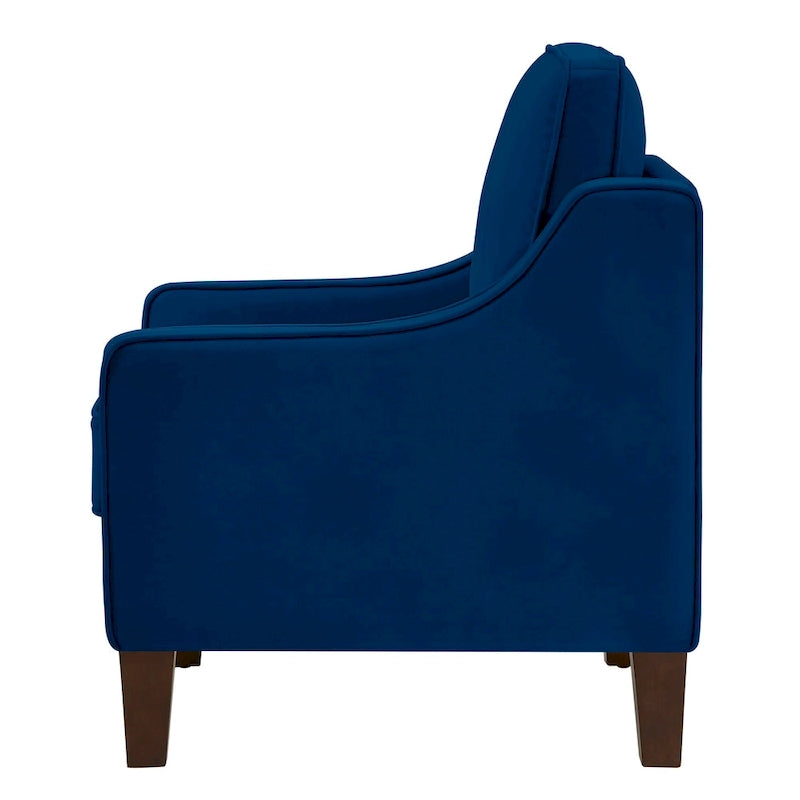 Fauteuil d'appoint rembourré avec pieds en bois Noir Taupe Marine
