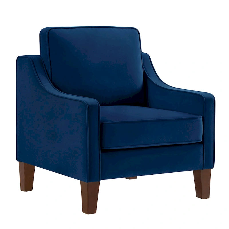 Fauteuil d'appoint rembourré avec pieds en bois Noir Taupe Marine