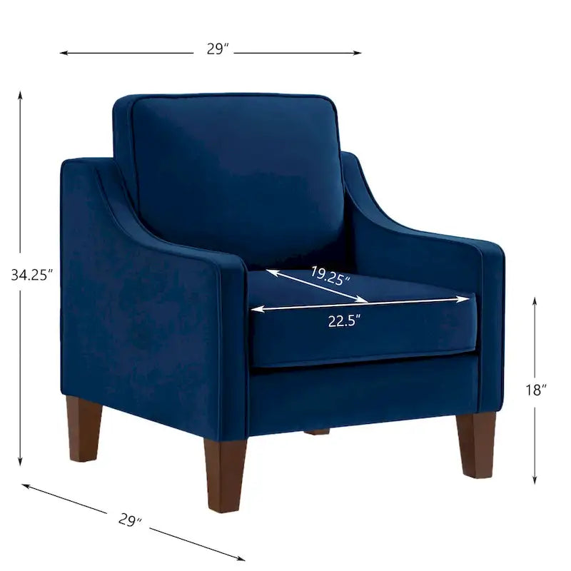 Fauteuil d'appoint rembourré avec pieds en bois Noir Taupe Marine