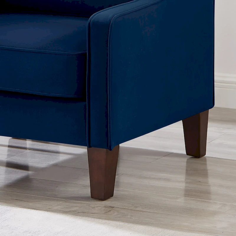 Fauteuil d'appoint rembourré avec pieds en bois Noir Taupe Marine
