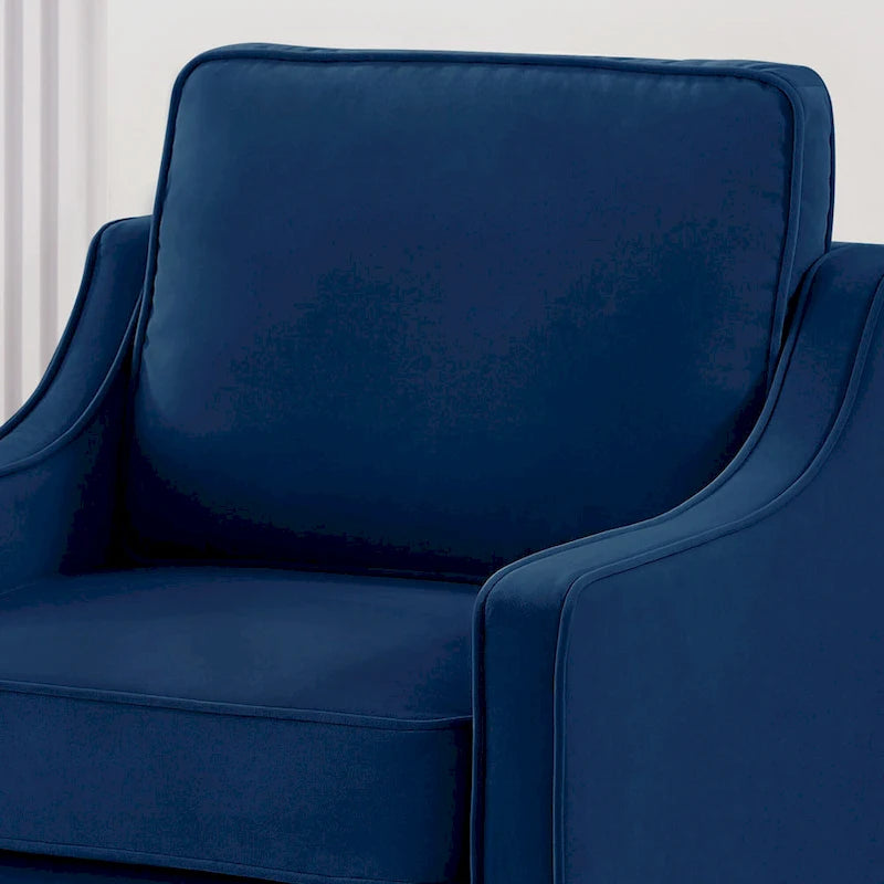 Fauteuil d'appoint rembourré avec pieds en bois Noir Taupe Marine