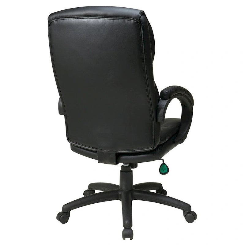 Fauteuil de bureau de direction à dossier haut en cuir reconstitué noir avec accoudoirs rembourrés