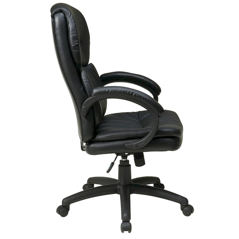 Fauteuil de bureau de direction à dossier haut en cuir reconstitué noir avec accoudoirs rembourrés
