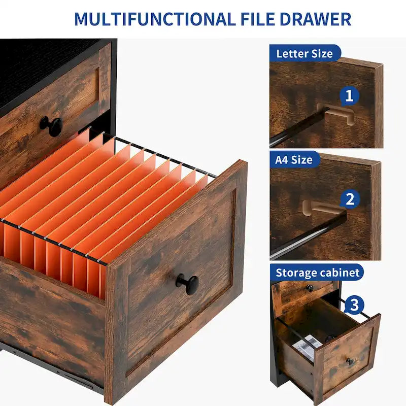 Bureau d'angle en L avec lumières LED, classeur et plateau relevable, Blanc