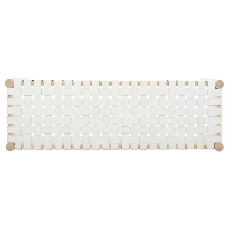 Banc d'appoint en cuir tressé avec cadre en bois, noir