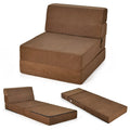 Canapé-lit pliable flocage Chaise longue convertible Marron Rembourrage éponge