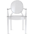 Fauteuil de salle à manger transparent en polycarbonate avec dossier ovale, en acrylique transparent, pour intérieur et extérieur