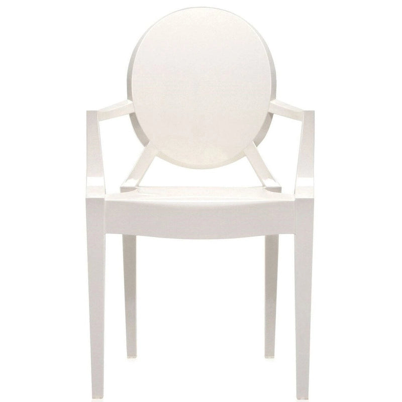 Fauteuil de salle à manger transparent en polycarbonate avec dossier ovale, en acrylique transparent, pour intérieur et extérieur