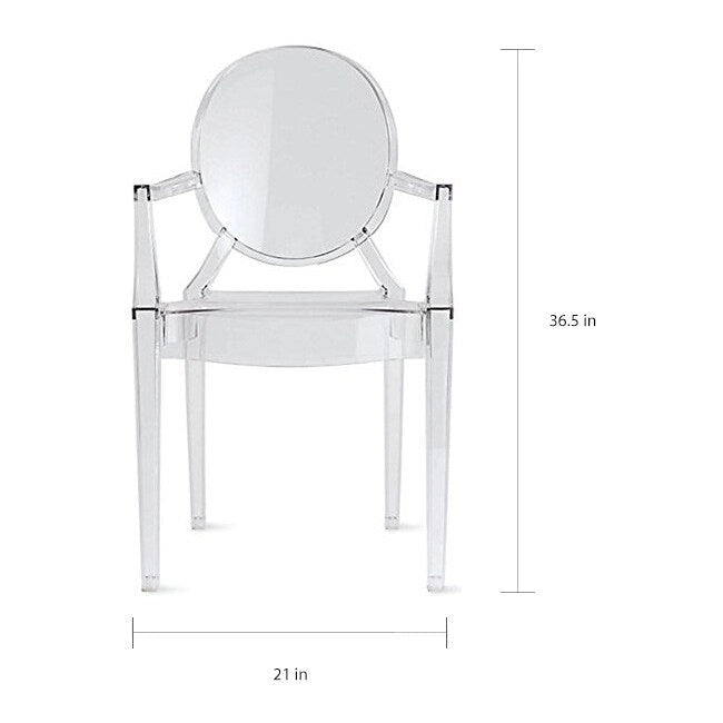 Fauteuil de salle à manger transparent en polycarbonate avec dossier ovale, en acrylique transparent, pour intérieur et extérieur