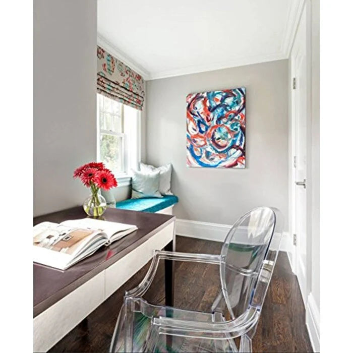 Fauteuil de salle à manger transparent en polycarbonate avec dossier ovale, en acrylique transparent, pour intérieur et extérieur