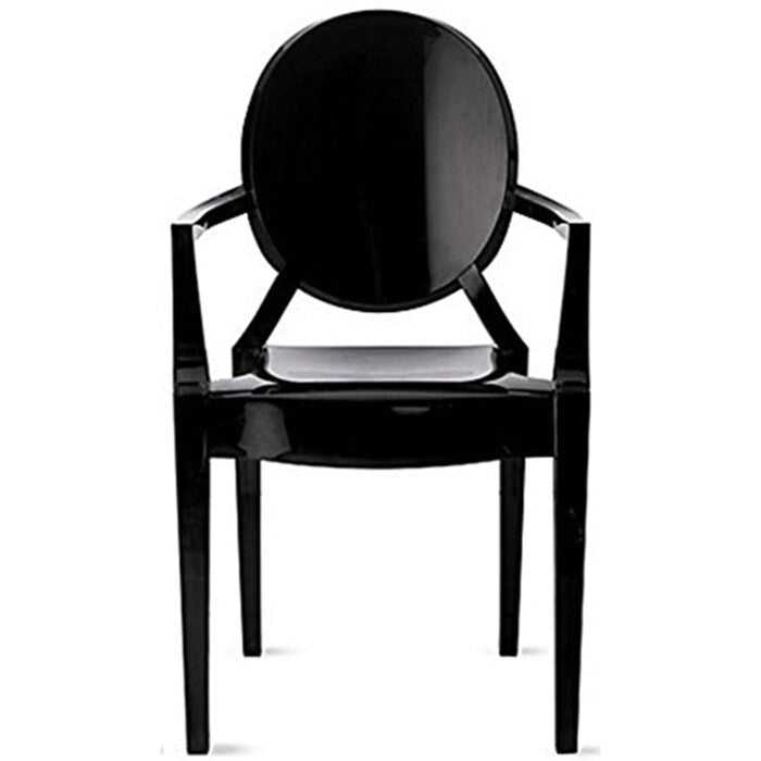 Fauteuil de salle à manger transparent en polycarbonate avec dossier ovale, en acrylique transparent, pour intérieur et extérieur