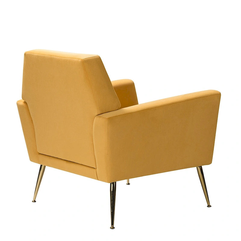 Fauteuil d'appoint capitonné en velours avec pieds en métal doré multicolore