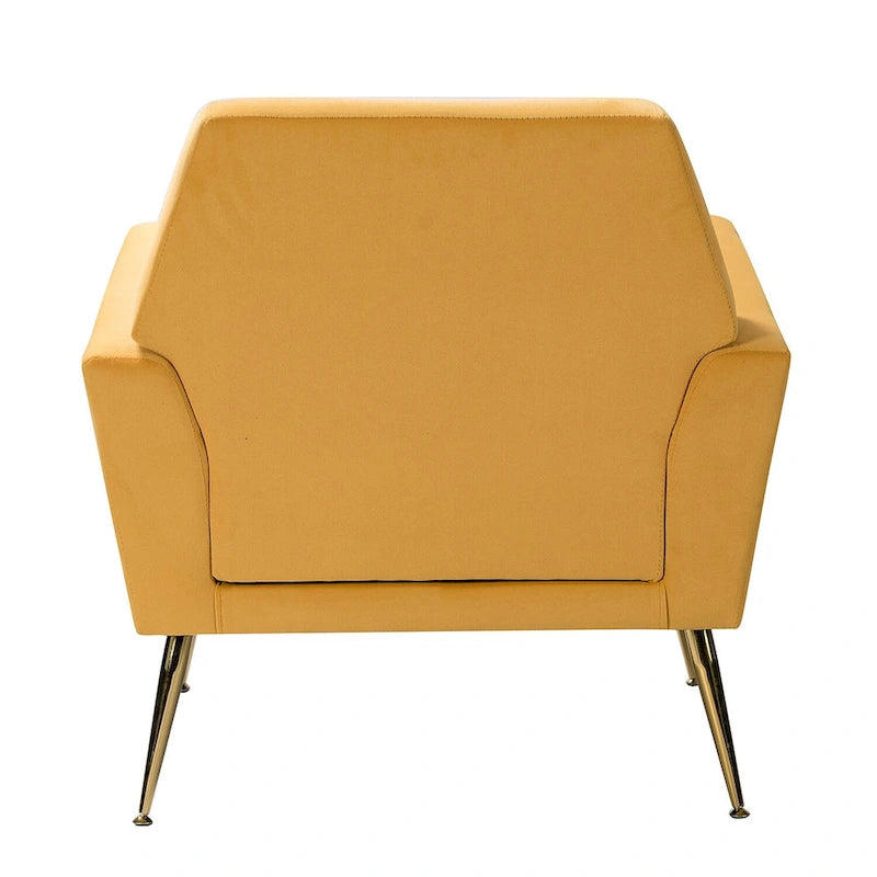 Fauteuil d'appoint capitonné en velours avec pieds en métal doré multicolore
