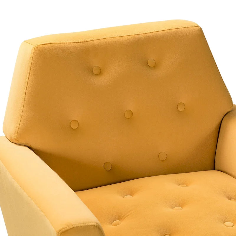 Fauteuil d'appoint capitonné en velours avec pieds en métal doré multicolore
