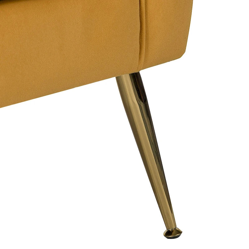 Fauteuil d'appoint capitonné en velours avec pieds en métal doré multicolore
