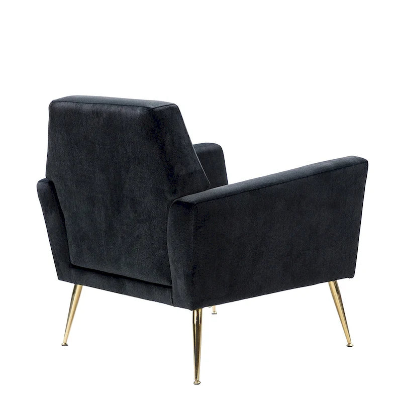 Fauteuil d'appoint capitonné en velours avec pieds en métal doré multicolore