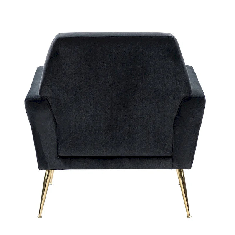 Fauteuil d'appoint capitonné en velours avec pieds en métal doré multicolore