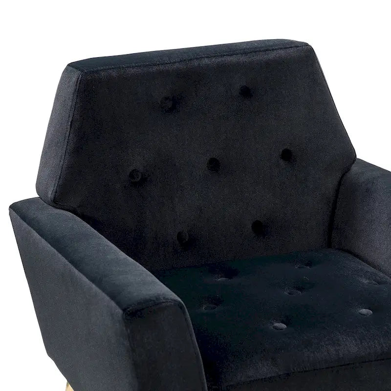 Fauteuil d'appoint capitonné en velours avec pieds en métal doré multicolore