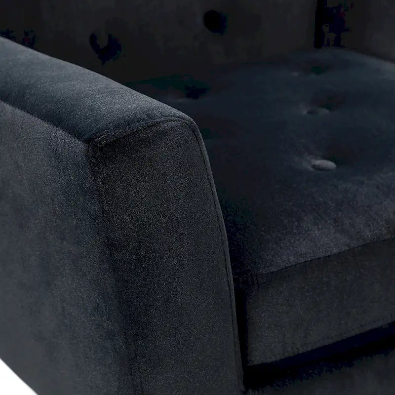Fauteuil d'appoint capitonné en velours avec pieds en métal doré multicolore