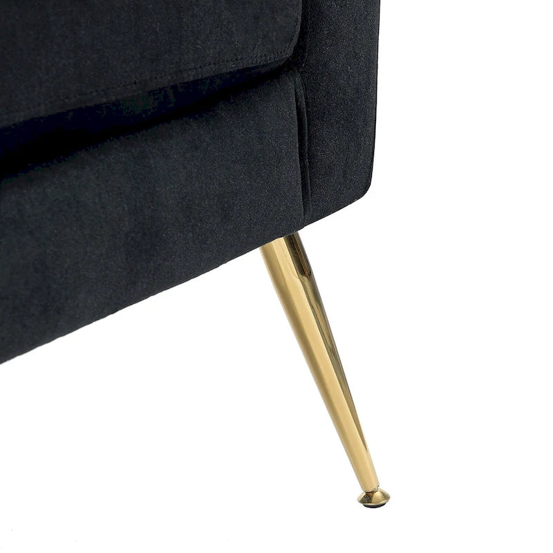 Fauteuil d'appoint capitonné en velours avec pieds en métal doré multicolore