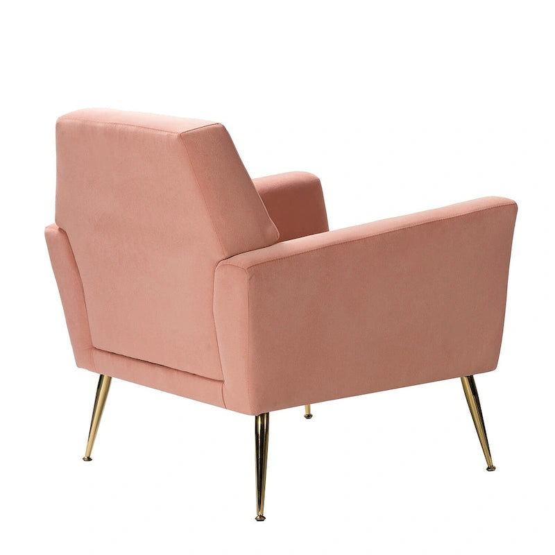 Fauteuil d'appoint capitonné en velours avec pieds en métal doré multicolore