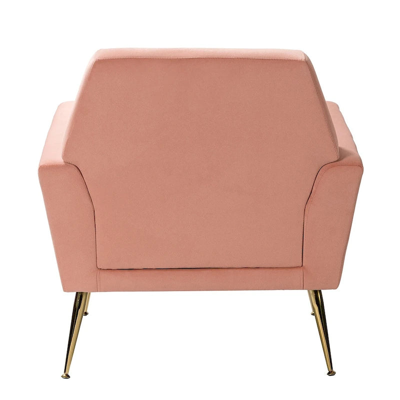 Fauteuil d'appoint capitonné en velours avec pieds en métal doré multicolore
