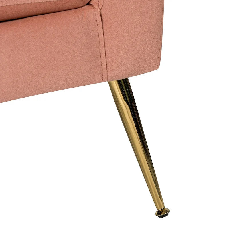 Fauteuil d'appoint capitonné en velours avec pieds en métal doré multicolore