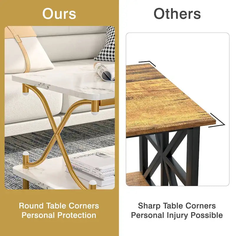 Table basse industrielle noire avec étagères ouvertes à 2 niveaux