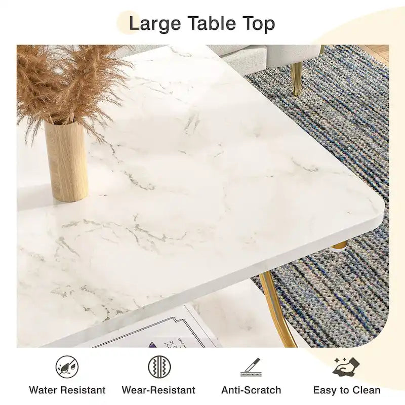 Table basse industrielle noire avec étagères ouvertes à 2 niveaux