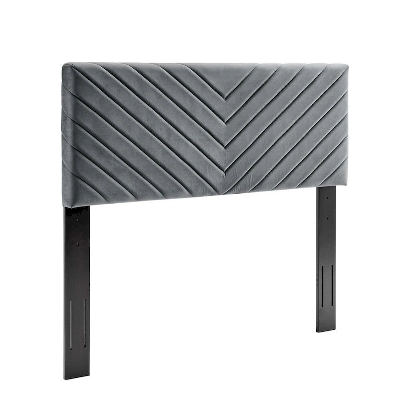 Tête de lit capitonnée en velours à chevrons pour lit double/grand lit, rectangulaire, pour chambre à coucher