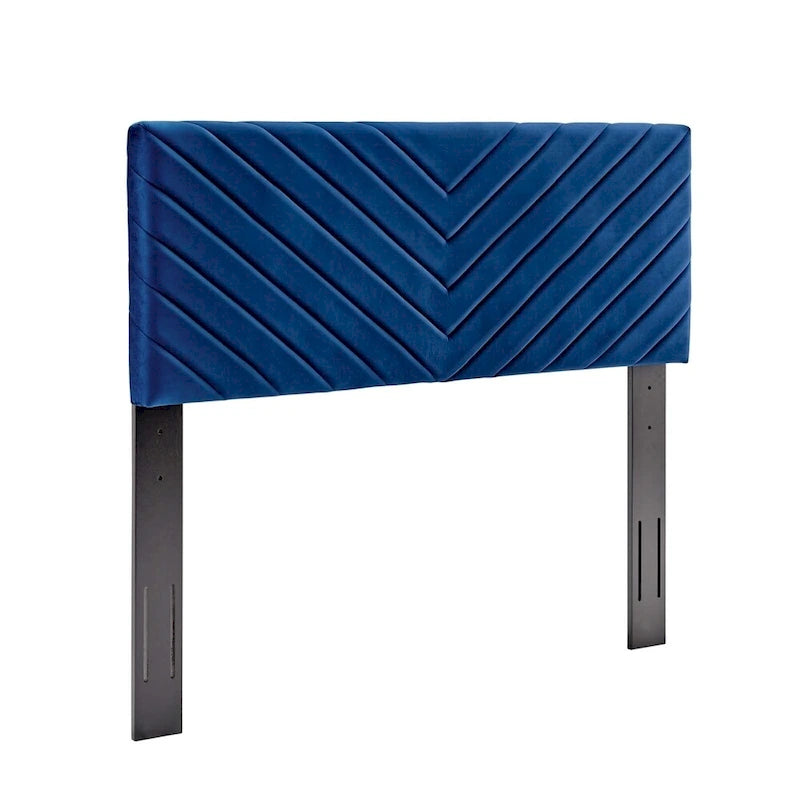 Tête de lit capitonnée en velours à chevrons pour lit double/grand lit, rectangulaire, pour chambre à coucher