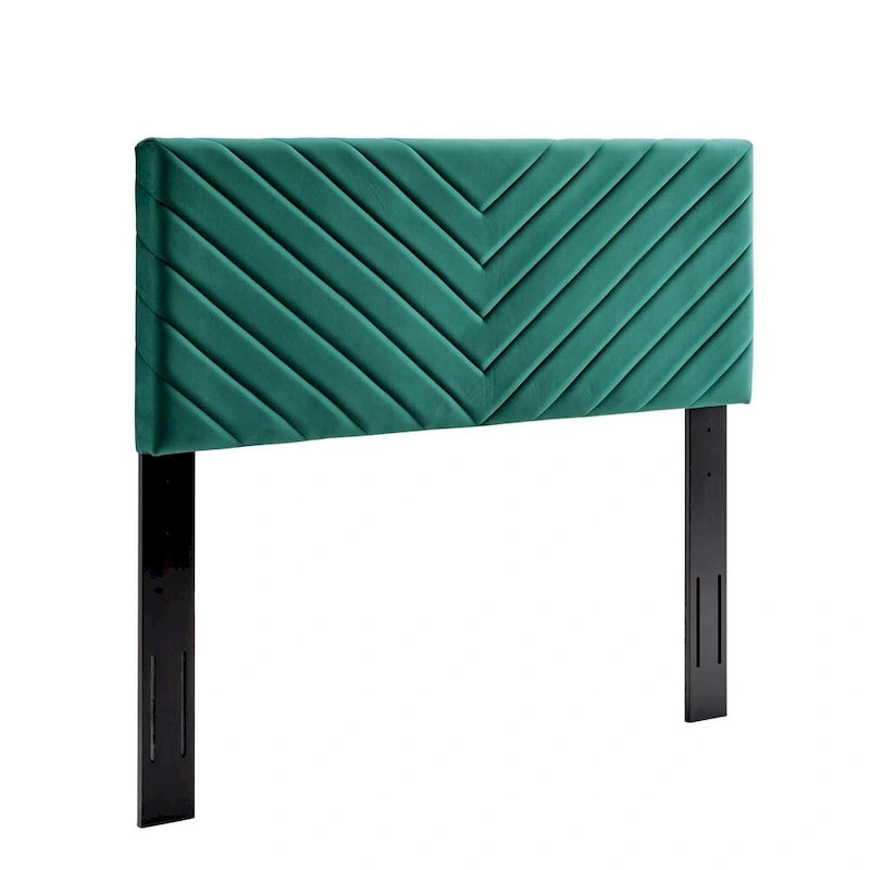 Tête de lit capitonnée en velours à chevrons pour lit double/grand lit, rectangulaire, pour chambre à coucher