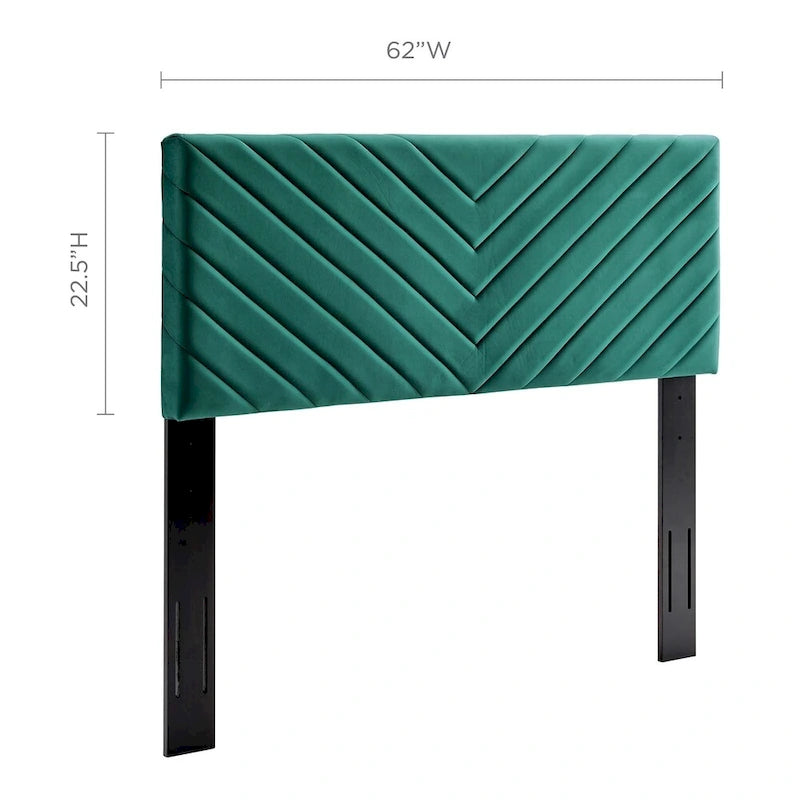 Tête de lit capitonnée en velours à chevrons pour lit double/grand lit, rectangulaire, pour chambre à coucher
