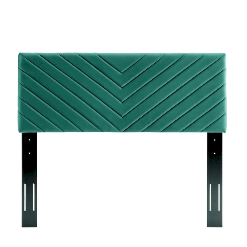 Tête de lit capitonnée en velours à chevrons pour lit double/grand lit, rectangulaire, pour chambre à coucher