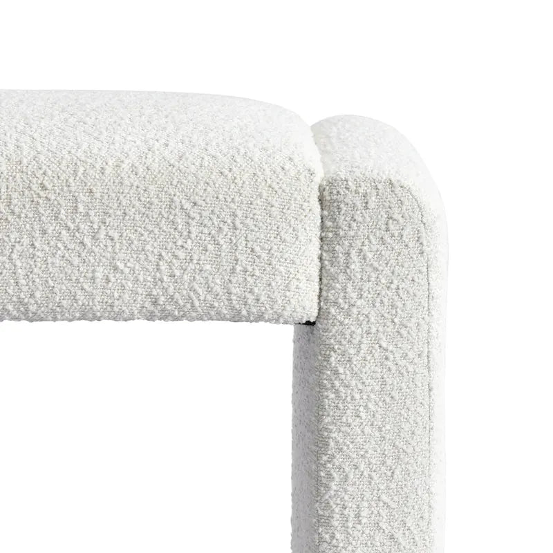 Banc d'appoint rembourré en bouclette blanche avec rembourrage en mousse style moderne