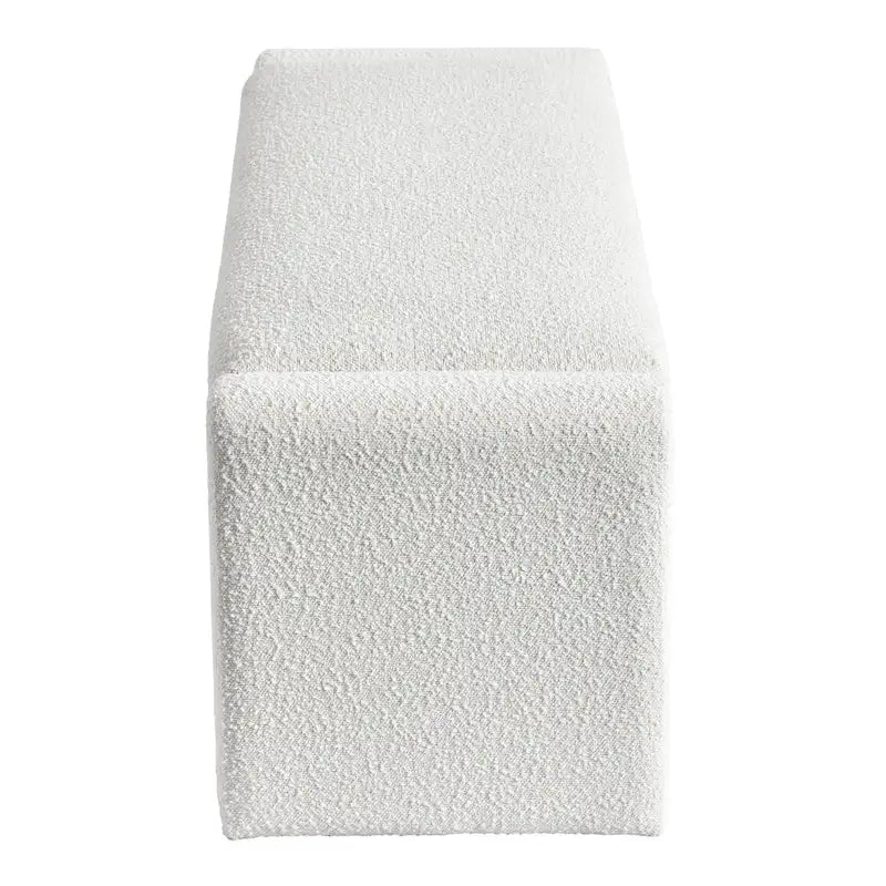 Banc d'appoint rembourré en bouclette blanche avec rembourrage en mousse style moderne