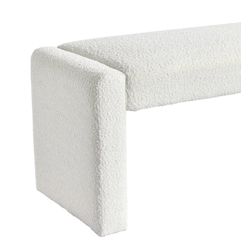 Banc d'appoint rembourré en bouclette blanche avec rembourrage en mousse style moderne