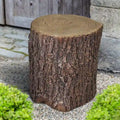 Table d'appoint souche de faux chêne marron en GFRC, tabouret de jardin, décor extérieur