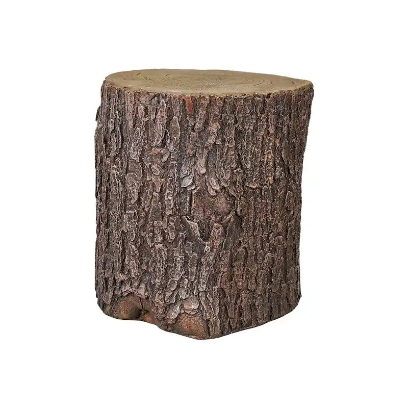 Table d'appoint souche de faux chêne marron en GFRC, tabouret de jardin, décor extérieur