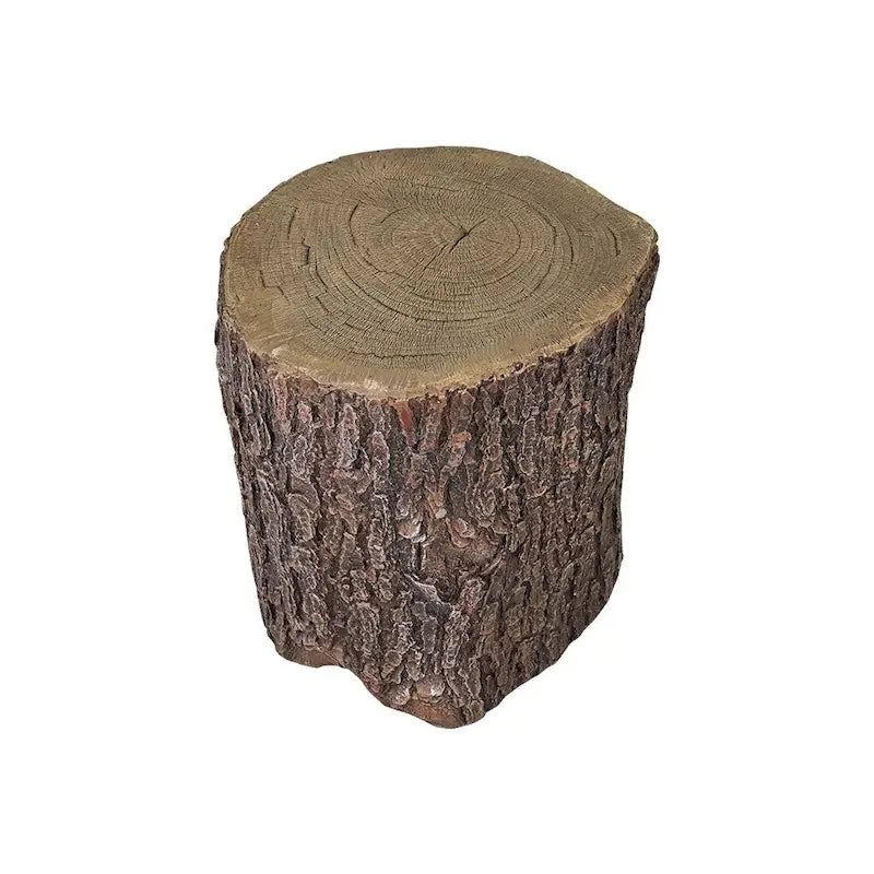 Table d'appoint souche de faux chêne marron en GFRC, tabouret de jardin, décor extérieur