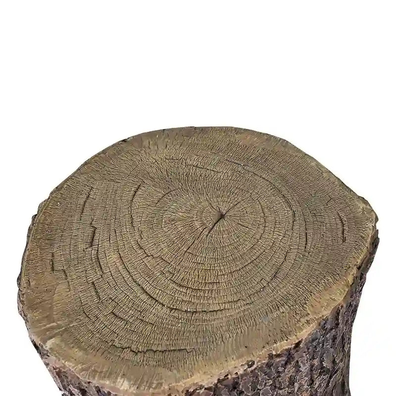 Table d'appoint souche de faux chêne marron en GFRC, tabouret de jardin, décor extérieur