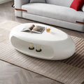Table basse ovale creuse en fibre de verre blanche et noire, table centrale de salon moderne